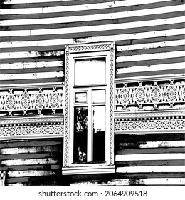 Peterhof. La decoración de las ventanas de adornos de seguridad en forma de serpientes estilizadas. círculos de sol estilizados y batallones estilizados.
