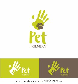 Pet-friendly hand logo template. 
Pet-friendly sign.