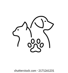 Pet-friendly product label. Canine and feline. Pixel perfect, editable stroke line icon