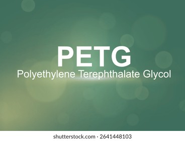PETG polyethylene terephthalate glycol chemical compound banner template. Scientific material identification. Graphic design, business presentation, marketing. Vector illustration