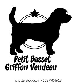 Petit Basset Griffon Vendeen silhueta do cão, cão, raças de cães, logotipo, vetor, silhueta, design do logotipo, animal, ilustração, ícone, sinal, design, preto, símbolo, animal de estimação