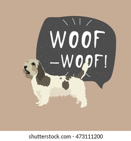 Petit basset griffon vendeen dog illustration colorful french dog background with hand drawn banner