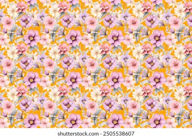 petite, charming flowers with a smooth design. Beautiful bouquets. Millefleurs à la liberty. Backgrounds with flowers for use in textiles, decoupage, scrapbooking, pattern fills, covers, and surfaces