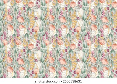 petite, charming flowers with a smooth design. Beautiful bouquets. Millefleurs à la liberty. Backgrounds with flowers for use in textiles, decoupage, scrapbooking, pattern fills, covers, and surfaces