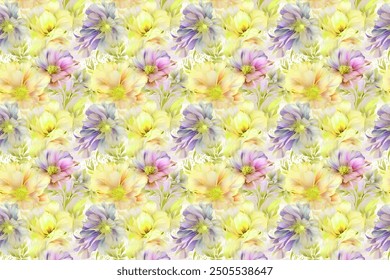 petite, charming flowers with a smooth design. Beautiful bouquets. Millefleurs à la liberty. Backgrounds with flowers for use in textiles, decoupage, scrapbooking, pattern fills, covers, and surfaces
