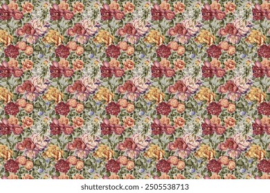 petite, charming flowers with a smooth design. Beautiful bouquets. Millefleurs à la liberty. Backgrounds with flowers for use in textiles, decoupage, scrapbooking, pattern fills, covers, and surfaces