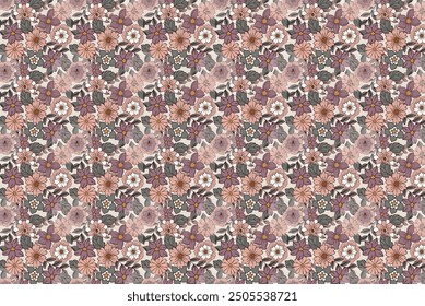 petite, charming flowers with a smooth design. Beautiful bouquets. Millefleurs à la liberty. Backgrounds with flowers for use in textiles, decoupage, scrapbooking, pattern fills, covers, and surfaces