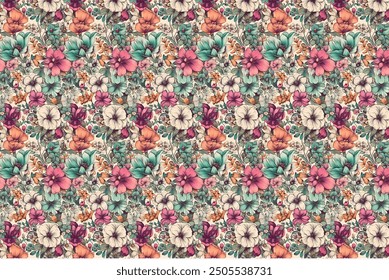 petite, charming flowers with a smooth design. Beautiful bouquets. Millefleurs à la liberty. Backgrounds with flowers for use in textiles, decoupage, scrapbooking, pattern fills, covers, and surfaces