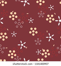 Petite flowers seamless pattern. Red and soft yellow. Abstract vector motif with reference to small flowers in a field. Perfect for printing on textile, wallpaper and stationary.