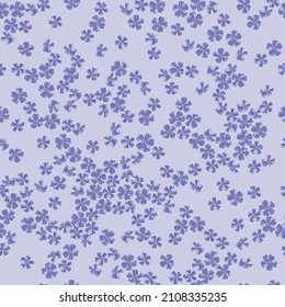 Petite Spring Garden peri violet flower hand drawn vector seamless pattern. Vintage Romantic Liberty inspired small florals ditsy print. Bloomy calico background for fashion fabric or home textile
