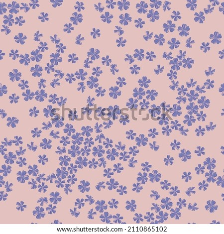 Petite Spring Garden peri violet flower hand drawn vector seamless pattern. Vintage Romantic Liberty inspired small florals ditsy print. Bloomy calico background for fashion fabric or home textile