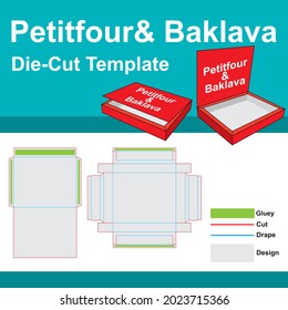 Petitfour Box with Die-Cut Template . Baklava Box with Die-Cut Template . 