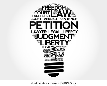 Petition bulb word cloud concept