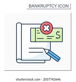 Petition color icon. Formal letter to court asking person or company to be declared bankrupt. Official document. Bankruptcy concept. Isolated vector illustration 