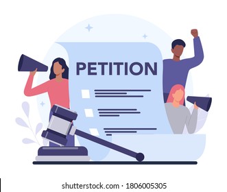 Petition concept. Collective public appeal document. Signing and spreading petition for changes. Document addressed to a government. Isolated flat vector illustration
