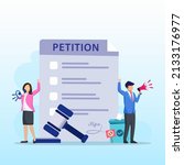 Petition form concept. People signing and spreading petition or complaint. flat vector