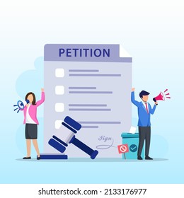 Petition form concept. People signing and spreading petition or complaint. flat vector