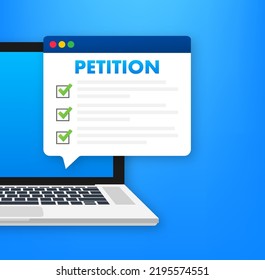 Petition Form On Laptop Screen. Making Choice, Democracy. Public Welfare Support.