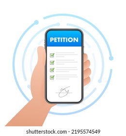Petition Form On Phone Screen. Making Choice, Democracy. Public Welfare Support.
