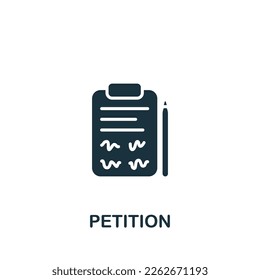 Petition icon. Monochrome simple sign from freedom collection. Petition icon for logo, templates, web design and infographics.