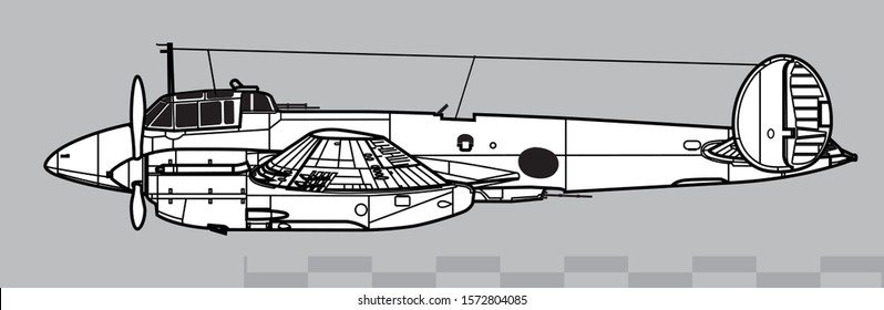 Petlyakov Pe-2. Outline vector drawing. World War 2 combat aircraft. Vector drawing for illustration