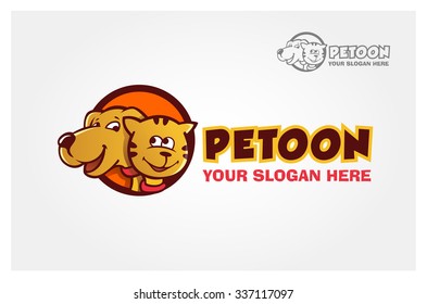 Petoon Vector Logo Illustration. Vector pet shop logo design templates in cartoon style.