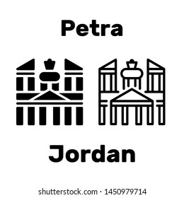 Petra architecture icon in Jordan as a tourist attraction