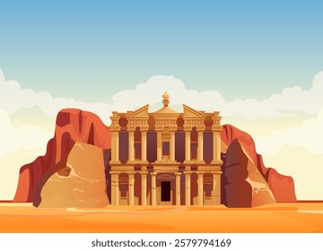 Petra also called the "Rose City" - Stock Illustration as EPS 10 file