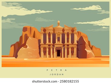 Petra also called the "Rose City" - Stock Illustration as EPS 10 file