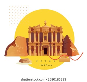 Petra also called the "Rose City" - Stock Illustration as EPS 10 file