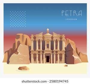 Petra also called the "Rose City" - Stock Illustration as EPS 10 file