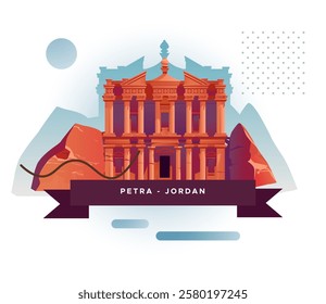 Petra also called the "Rose City" - Stock Illustration as EPS 10 file