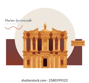 Petra also called the "Rose City" - Stock Illustration as EPS 10 file