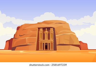 Petra also called the "Rose City" - Stock Illustration as EPS 10 file