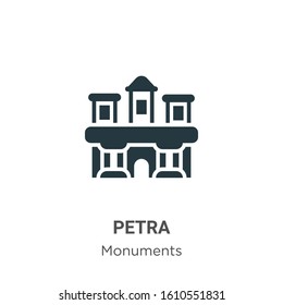 Petra glyph icon vector on white background. Flat vector petra icon symbol sign from modern monuments collection for mobile concept and web apps design.