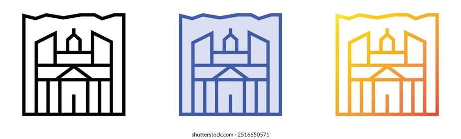 Petra icon. Linear, Blue Fill and Gradient Style Design Isolated On White Background