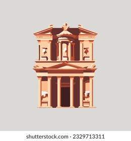 Petra in Jordan. Flat style illustration