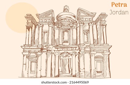 Petra jordan hand drawing vector illustration 