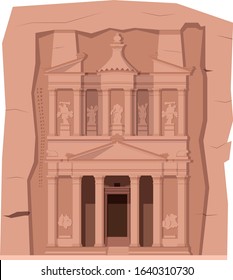 Petra (Jordan). Isolated on white background vector illustration.