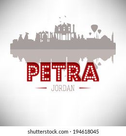 Petra Jordan skyline silhouette design, vector illustration.