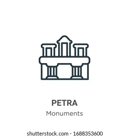 Petra outline vector icon. Thin line black petra icon, flat vector simple element illustration from editable monuments concept isolated stroke on white background