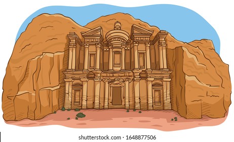 PETRA - WONDER OF THE WORLD - VECTOR DOODLE