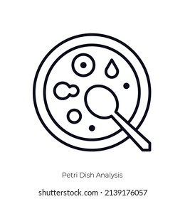 Icono de Análisis de Dish de Petri. Diseño de icono de estilo de esquema aislado en fondo blanco