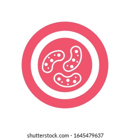 petri dish with bacteria germs over white background, block style and colorful design, vector illustration
