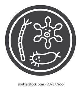Petri dish of bacteria glyph icon, medicine and healthcare, microbiology sign vector graphics, a solid pattern on a white background, eps 10.