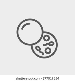 Petri dish bacteria icon thin line for web and mobile, modern minimalistic flat design. Vector dark grey icon on light grey background.