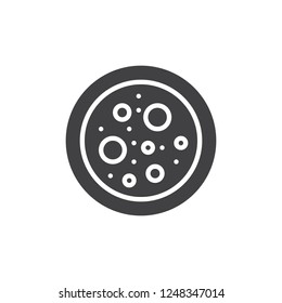Petri dish with bacteria vector icon. filled flat sign for mobile concept and web design. Laboratory petri dish simple solid icon. Medical Analysis symbol, logo illustration. Pixel perfect 