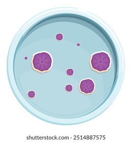 Petri dish is displaying growing bacteria colonies