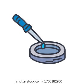 petri dish and dropper icon over white background, flat style, vector illustration
