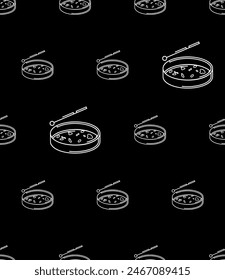 Petri Dish Icon Seamless Pattern, Cell Culture Dish, Petri Plate, Biologists Transparent Shallow Lidded Dish Used To Culture Cells Vector Art Illustration
